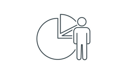 Person standing next to a pie chart