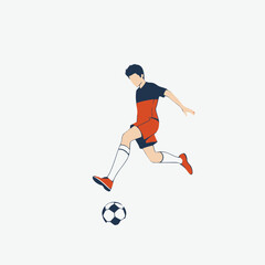 Obraz premium Dynamic Action Shot of a Young Athlete Kicking a Soccer Ball with Full Force During an Outdoor Game