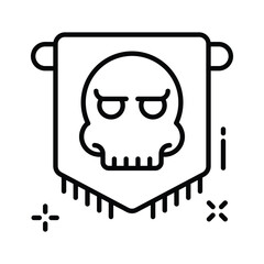 Take a look at this amazing outline outline icon of skull banner in modern style