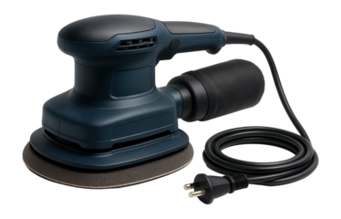 Corded orbital sander with a wide base for furniture refinishing tasks.
