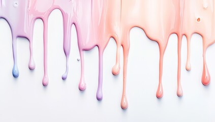 Dripping pastel paint drips on white © Putra