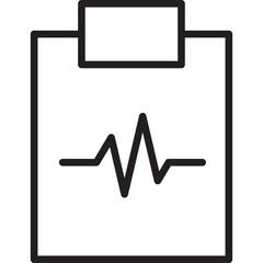 Medical Clipboard With Heartbeat Line Graphic On White Background Simple Icon