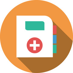 Medical Document Icon With Red Cross Symbol In Orange Circle Graphic Design Transparent Background