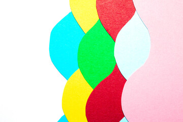 Simple Paper Card Primary Colour Wave Flowing Wavy Geometric Shapes in Multicolour Rainbow Calm...