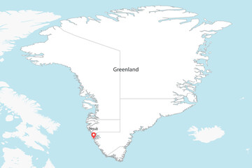 Obraz premium Vector graphic artwork suitable for print and web containing flat detailed map of GREENLAND