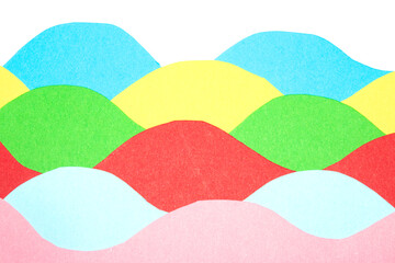 Simple Paper Card Primary Colour Wave Flowing Wavy Geometric Shapes in Multicolour Rainbow Calm...