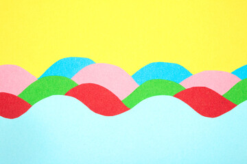 Simple Paper Card Primary Colour Wave Flowing Wavy Geometric Shapes in Multicolour Rainbow Calm...