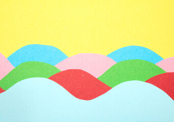Simple Paper Card Primary Colour Wave Flowing Wavy Geometric Shapes in Multicolour Rainbow Calm...