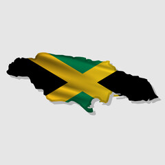 Vector flag Jamaica in the form of a map