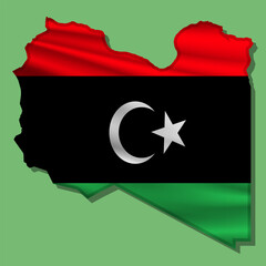 Vector flag Libya in the form of a map