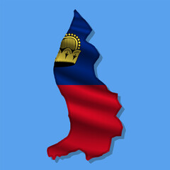 Vector flag Liechtenstein in the form of a map