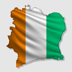 Vector flag Ivory Coast in the form of a map