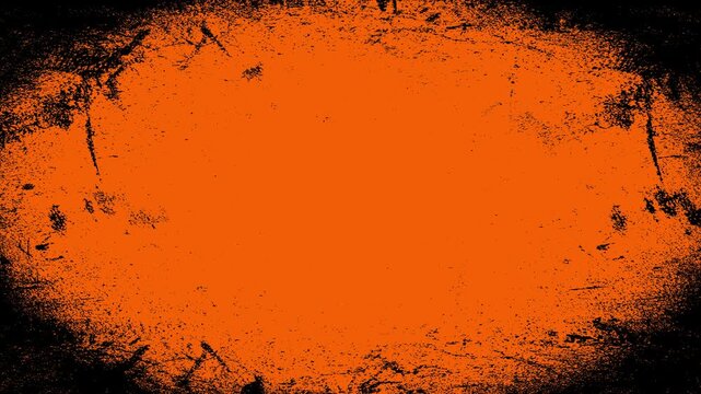 Fond anim&eacute; en boucle au style ovale grunge avec effet bichromie orange et noir	