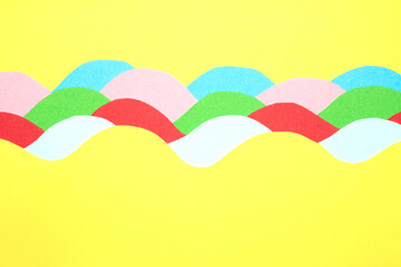 Simple Paper Card Primary Colour Wave Flowing Wavy Geometric Shapes in Multicolour Rainbow Calm...