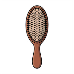natural wood hair brush with ergonomic handle design vector art isolated white