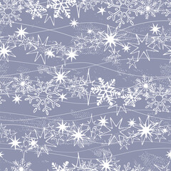 Seamless pattern with beautiful snowlakes. Design for wallpaper, textile. Vector illustration