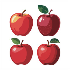 minimalist apple symbol with stem and leaf vector art isolated white