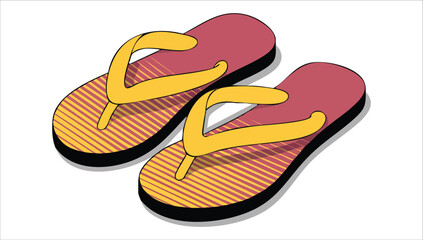 summer beach flip flops isolated on white background