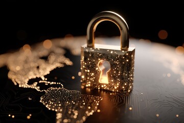 Glowing Padlock Over Digital Globe for Cybersecurity and Data Protection