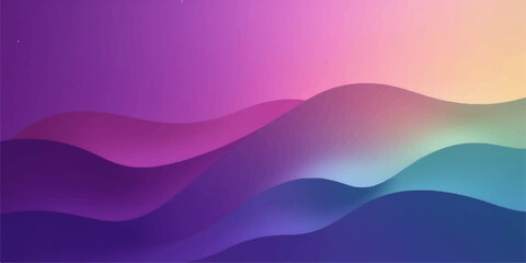 Abstract flowing gradient waves of purple pink blue and green colors creating a modern background
