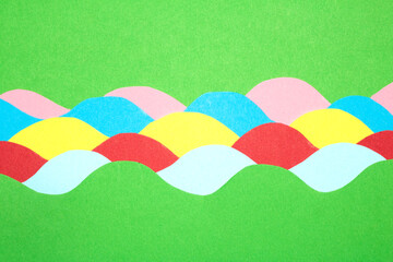 Simple Paper Card Primary Colour Wave Flowing Wavy Geometric Shapes in Multicolour Rainbow Calm...
