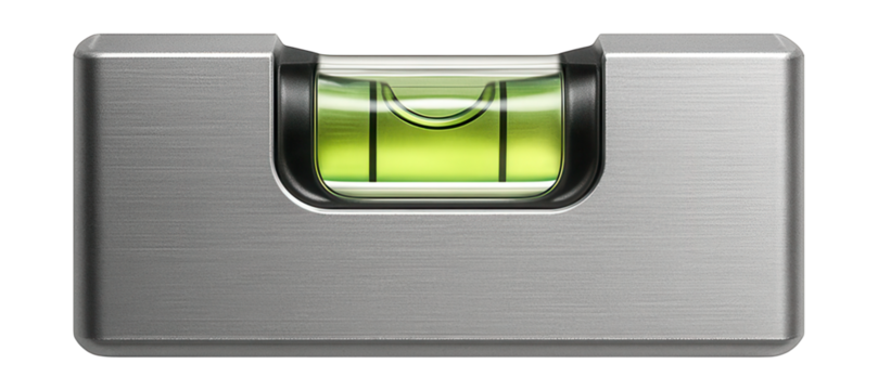 Compact pocket level with a horizontal vial for quick measurements in small areas.