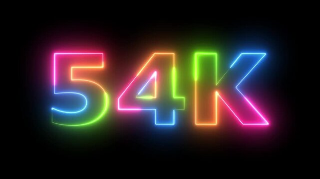 Neon Light 54K Counter Animation Dynamic Glowing Number Display Motion Graphics