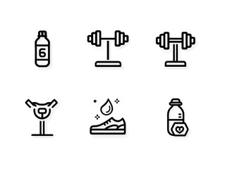 Vector Icon Set of Fitness and Wellness Elements in Minimalist Line Style in Black and White
