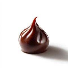Perfectly smooth swirl of glossy melted dark chocolate or cocoa cream isolated on white