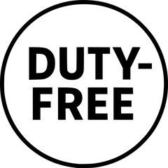 Duty-Free stamp, minimalist vector logo design, customs free label, no import fees sign, tax free delivery badge, clean typography emblem for e-commerce, global trade and logistics