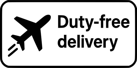 Duty-Free Delivery stamp, minimalist vector logo design, customs free shipping label, import tax free sign, clean typography badge for e-commerce, international trade and logistics