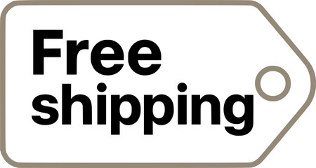 Free Shipping stamp, minimalist vector logo design, fast delivery label, duty free and customs free sign, clean typography badge for e-commerce, global logistics and online store promotion