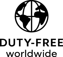 Duty-Free Delivery stamp, minimalist vector logo design, customs free shipping label, import tax free sign, clean typography badge for e-commerce, international trade and logistics