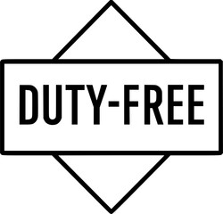 Duty-Free stamp, minimalist vector logo design, customs free label, no import fees sign, tax free delivery badge, clean typography emblem for e-commerce, global trade and logistics