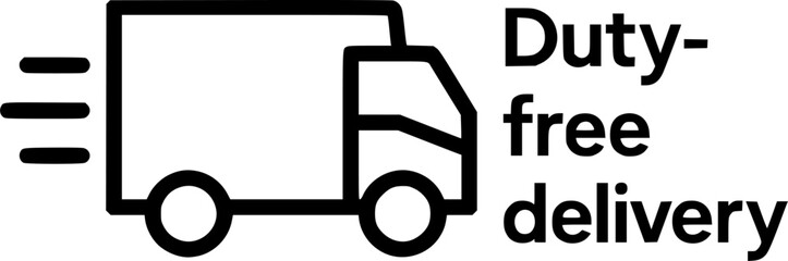 Duty-Free Delivery stamp, minimalist vector logo design, customs free shipping label, import tax free sign, clean typography badge for e-commerce, international trade and logistics
