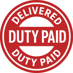 Delivered Duty Paid stamp, minimalist vector logo design, DDP customs free delivery label, duty-free shipping sign, clean typography badge for international trade and e-commerce