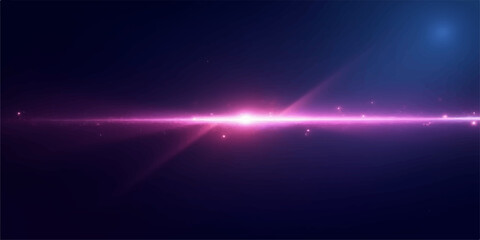 Bright pink lens flare effect streaking across dark cosmic background with subtle stars