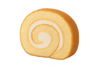 Slice of swiss roll cake with cream filling