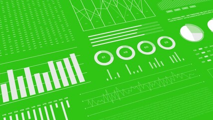 Statistics, financial market data, analysis and reports, numbers and graphs on green screen for chroma key. - Powered by Adobe