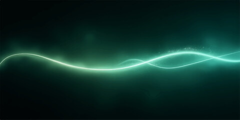 Abstract glowing turquoise energy wave flowing through dark mysterious space