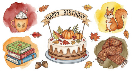 Autumn theme birthday set 