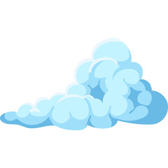Stylized Light Blue Cloud Formation With Soft Shadows Against A Transparent Background Minimalist Graphic Design Element