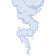 Stylized Light Blue Smoke Cloud Rising in a Swirl Against a Transparent White Background