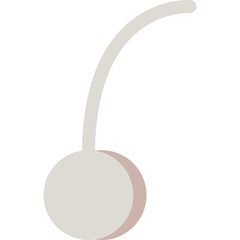 Stylized Light Gray Cherry Fruit Icon with Thin Stem on Transparent Background Minimalist Vector Graphic