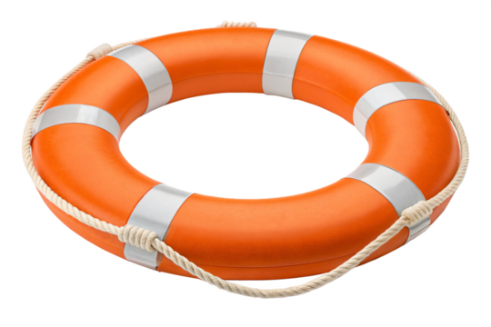 Buoy of Protection: A vibrant orange life buoy, ringed with a rope, symbolizes safety and readiness for water activities. Its inviting color suggests rescue, and assistance. 