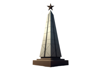 Tall monument with star on top isolated on transparent background