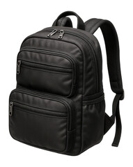 Naklejka premium Compact nylon backpack with multiple zippered pockets for travel organization.
