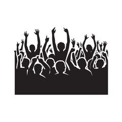 crowd cheering vector silhouette clip art logo design illustration