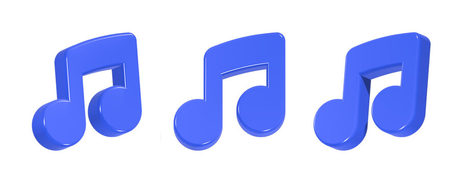 notes song icon music 3d renderig blue color