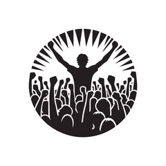 Obraz premium crowd cheering vector silhouette clip art logo design illustration